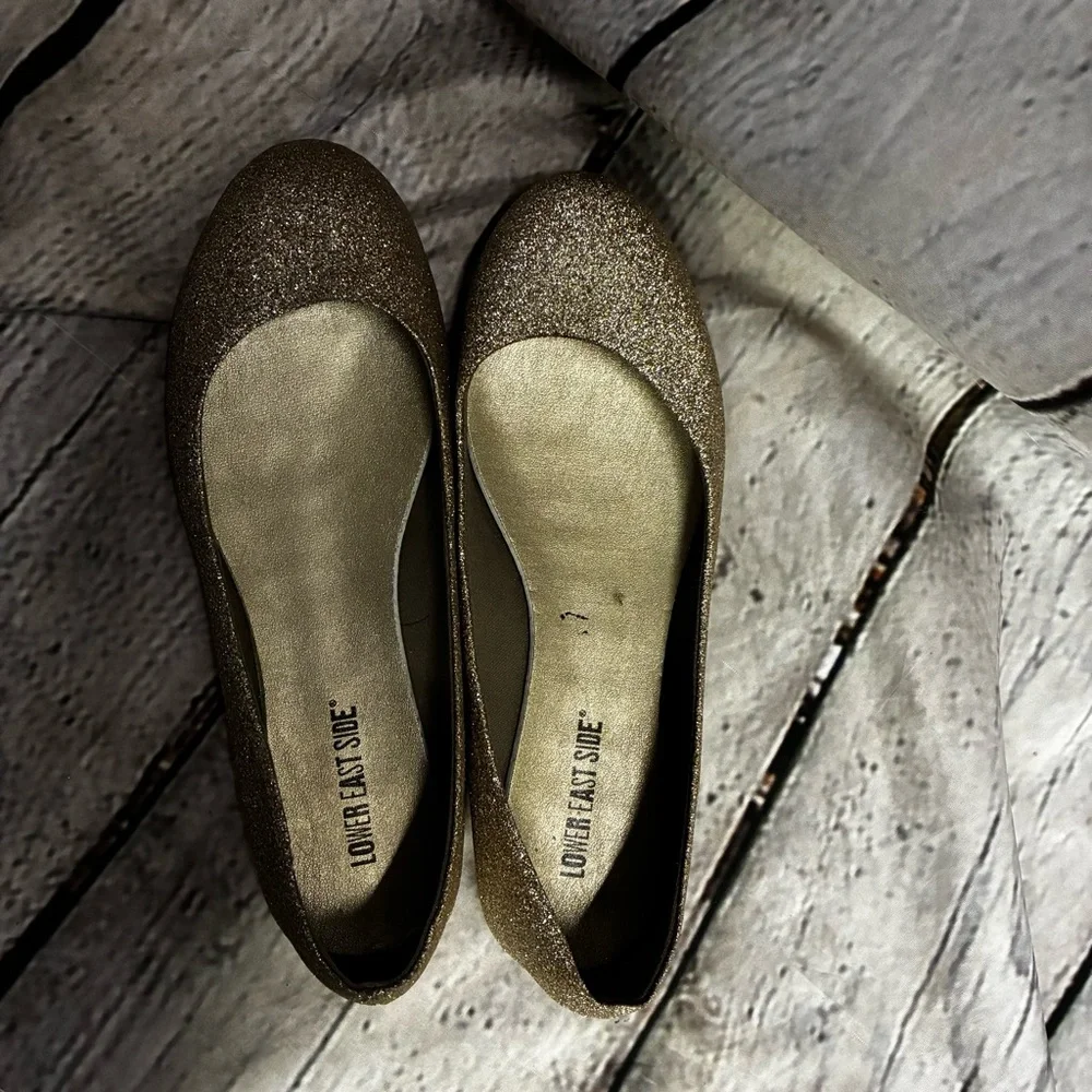 5/$20 Lower East Side‎ Women’s Gold Glitter Ballet Fairycore Flats Shoes Size 8W
